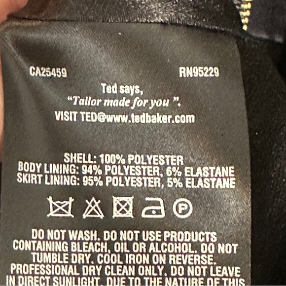 Ted Baker size 1 (US 2-4) black textured dress, vibrant lemon/bee lining - Picture 15 of 16